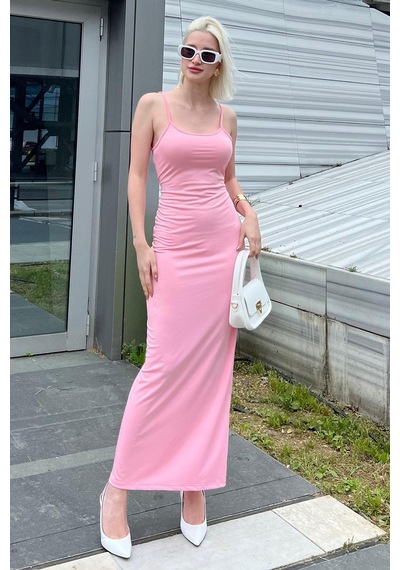 Madmext Pembe Uzun Asklı Basic Elbise Mg1852-pembe Pembe
