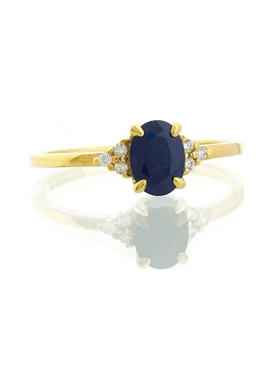 Safir Oval Tektaş Pırlanta Yüzük Sarı