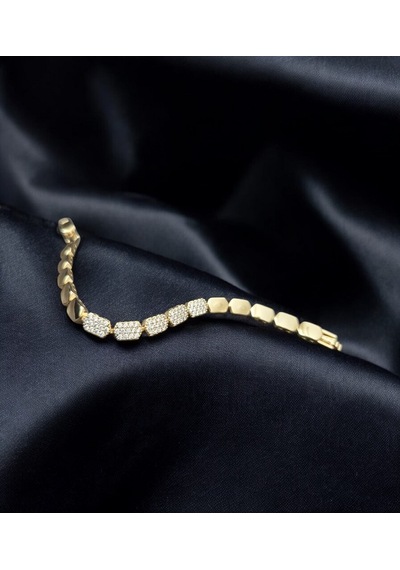Xuping Modern Tasarım Taşlı Kuyumcu Serisi Premium Bileklik 17cm + 2cm Ayarlı Gold
