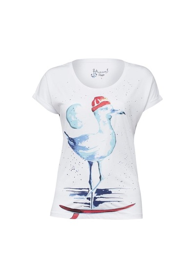 Anemoss Martı Beyaz Kadın T-Shirt