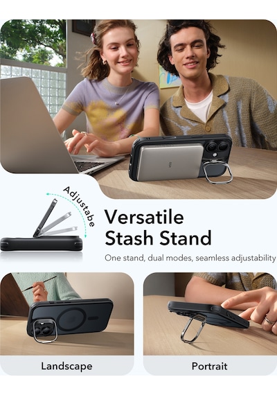 Esr Apple Uyumlu iPhone 17 Classic Hybrid Magsafe Standlı Kılıf - Kamera Kontrol Buton - Buzlu Siyah Buzlu Siyah