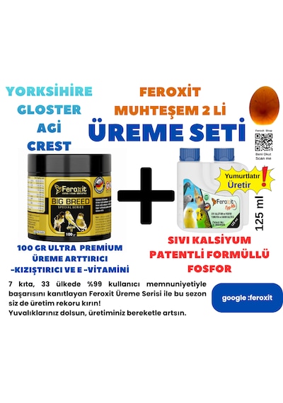 Yorkshire-agi-crest Ve Gloster Kanaryaları Için Premium Çok Güçlü Kızıştırma Ve Yumurtlatma Seti Bol Bol Yavru Verdirtir 150 Ml Egg Ve100 Gr Kızıştırıcı