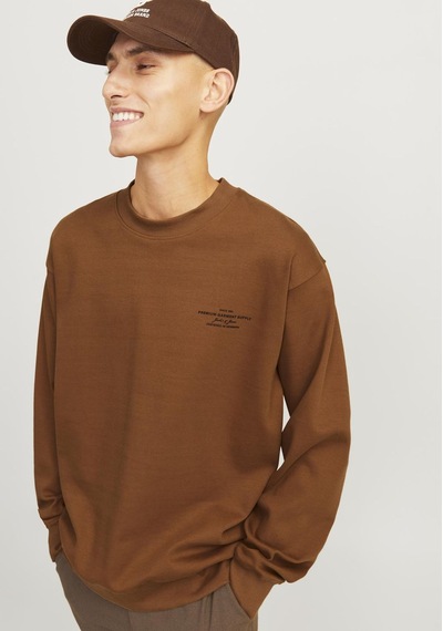 Jack & Jones Erkek Gögüs Logo Baskili Sweatshirt - Blachad 12261386 Nuthatch Siyah