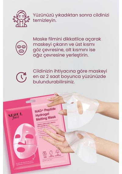 Dermal Seoul Face Nad+ Peptid Hidrojel Canlandırıcı Nemlendirici Eriyen Kore Maskesi 34 Gr. 2 Adet