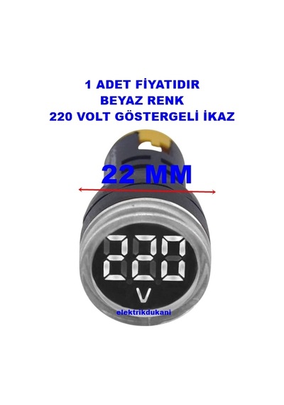 Gwest 24v-550v Voltmetreli Beyaz Şeffaf Sinyal Lambası 220v Göstergeli 22mm