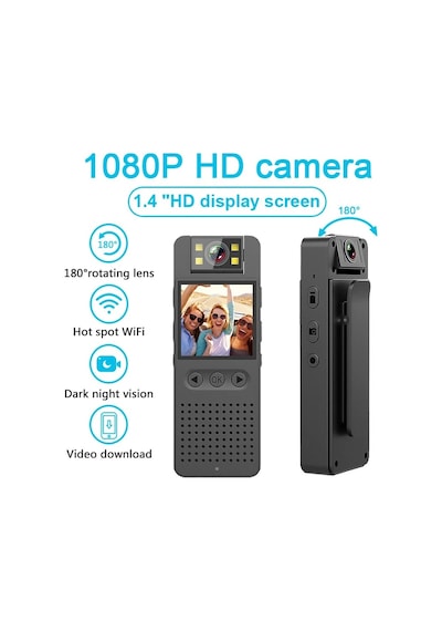 1080 Hd Wifi Vücut Kamerası Gece Görüşlü Video Ve Ses Kaydedi...