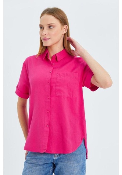 Hiccup Mıxray Cepli Kısa Kollu Gömlek Neon Pembe