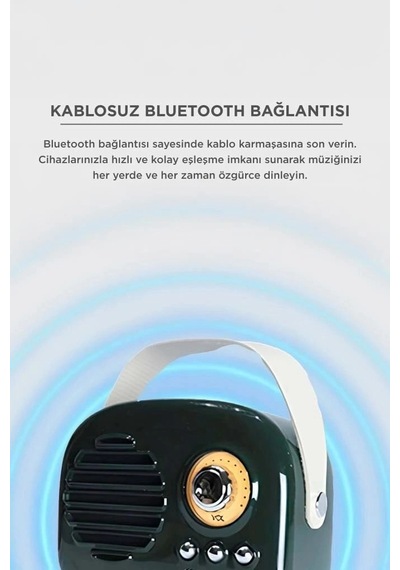 Delux Serisi Torima Bluetooth Hoparlör Nostaljik Radyo Kts-1682 Yeşil Ses Hediyelik Retro