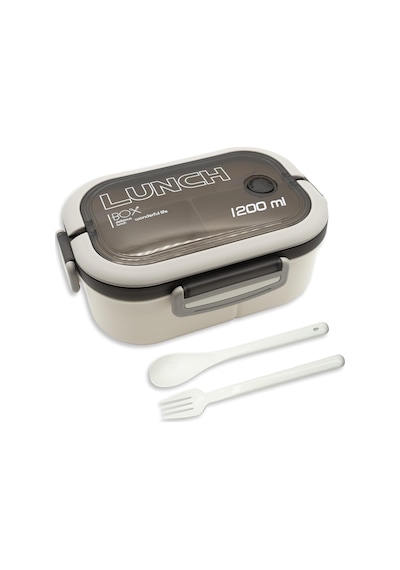 1200 Ml 2 Katlı 6 Bölmeli Bpa'sız Pp Plastik Sefer Tası Ve Beslenme Çantası - Hava Kilitli Bento Lunch Box, Çatal Ve Kaşık Dahil Beyaz