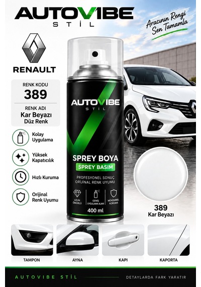 Renault 389 Buz Beyazı Sprey Boya - Sprey Basım