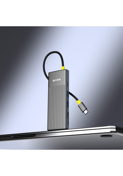 Sw-u708 7 İn 1 Gri Metal 4k 60hz Hdmı 100w Pd, 2xusb 3.2 1xtype-c Data, Sd/tf Type C Hub Adaptör
