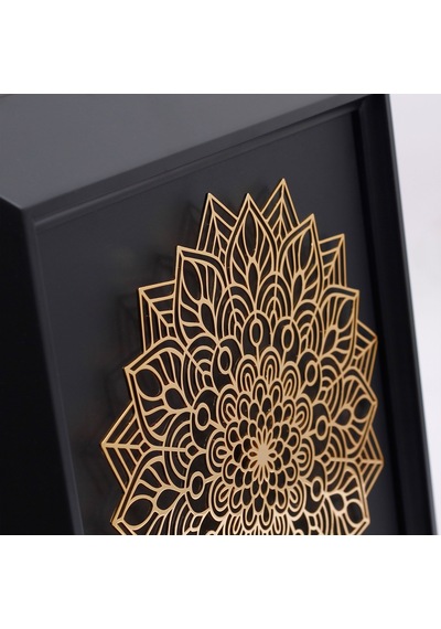 Zekupp Mandala Temalı Ahşap Tablo, Duvar Dekorasyonu El Yapımı Ta