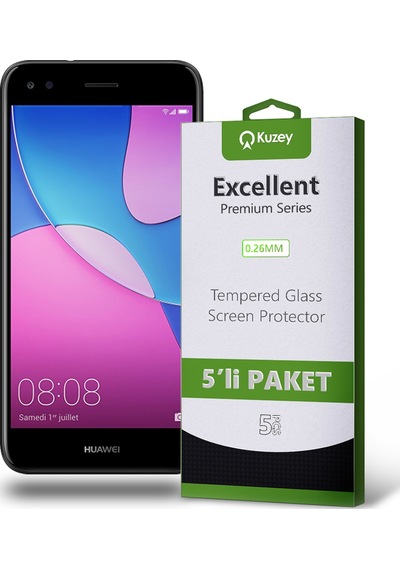 Huawei Mate 9 Lite Mini ile Uyumlu Kırılmaz Temperli Ekran Koruyucu Cam Ekonomik 5'li Paket