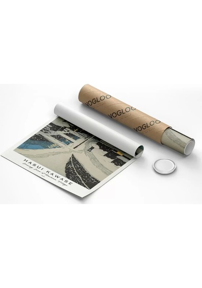 Çerçevesiz Poster Hasui Kawase Terashima Köyü'nde Akşam Karı