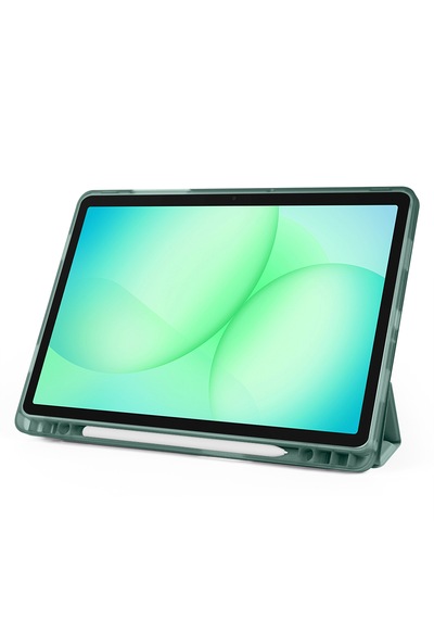 Samsung Galaxy Uyumlu Tab A11 Plus Kılıf Tri Folding Kalem Bölmeli Katlanabilir Standlı Pu Deri Yumuşak Kapak