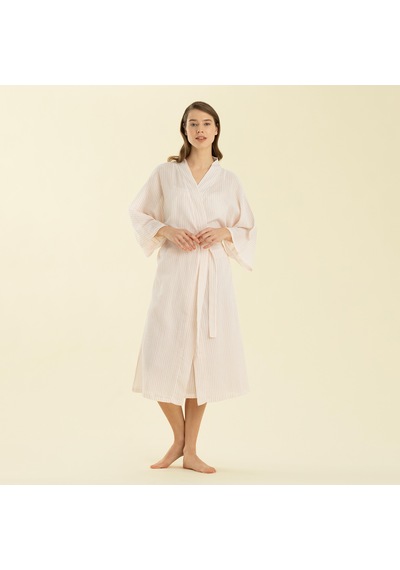 Chakra Elegant Sabahlık Beyaz/pembe