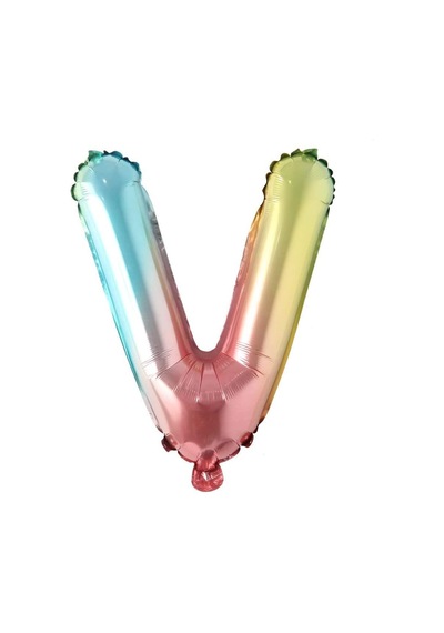 V Harf Gökkuşağı Folyo Balon16 İnç 36 cm