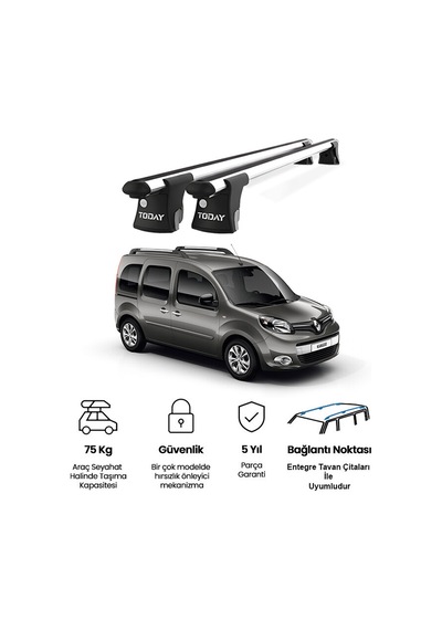 Trio-ı Renault Kangoo 2008 Ve Sonrası Uyumlu Kilitli Ara Atkı 120cm Port Bagaj Tavan Barı