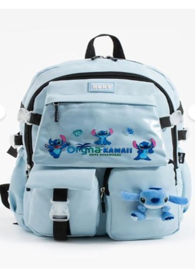 Trg Polo Mavi Renk Kawaii Kore Tarzı Ayıcıklı Aksesuarlı Çok Bölmeli Çocuk Okul Çantası