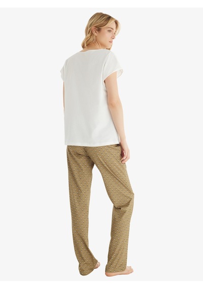 Kadın Pijama Takımı 51865 - Beyaz Beyaz