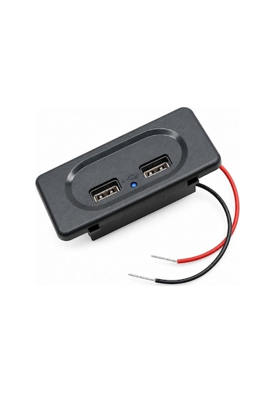 Ucc-312 12v 24v Su Geçirmez Çift Usb Araç Şarj Soketi Siyah 3.1a Panel Tipi