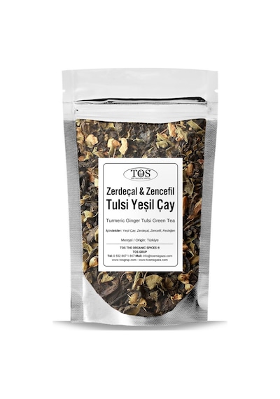 Tos The Organic Spices Zerdeçal Zencefil Tulsi Yeşil Çay 100 G