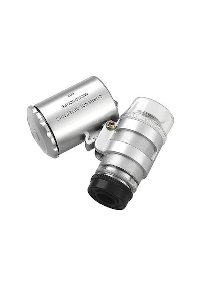 60x Mini Cep Mikroskop Led+uv Işık Kuyumcu Antikacı Büyüteç 9882