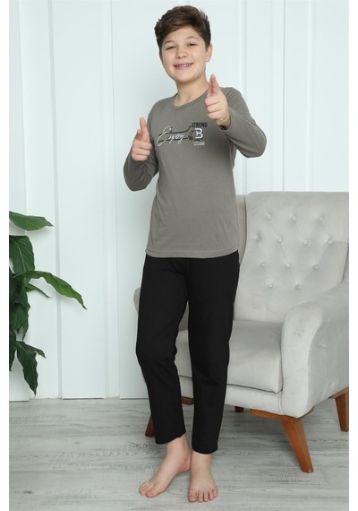 Akbeniz Erkek Çocuk Penye Pijama Takım 20418 Vizon