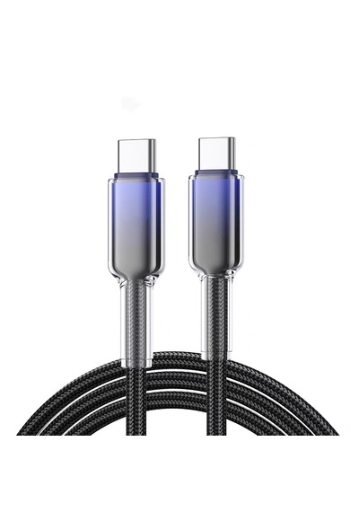 Siyah Nano Dokuma 65w Hızlı Şarj Kablosu 1 Metre Type C Bağlantı 100 Cm