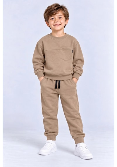 Ahengim Erkek Çocuk Cepli Sweatshirt Ve Jogger Eşofman Altı 2 Li Takım Günlük Rahat Çocuk Eşofman Seti Ak125 Bej Ahengim Erkek Çocuk Cepli Sweatshirt Ve Jogger Eşofman Altı 2 Li Takım Günlük Rahat Çocuk Eşofman Seti Ak125 Bej