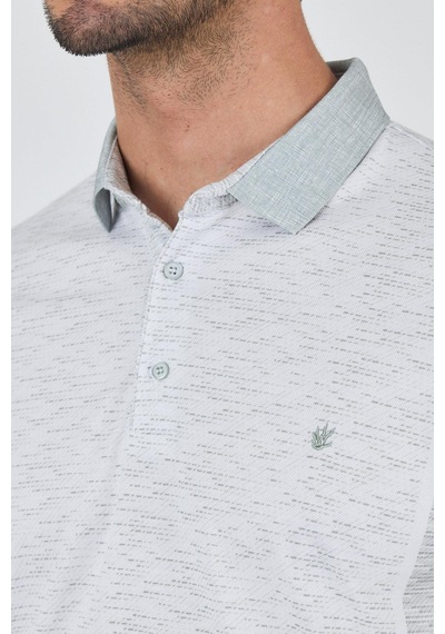 Kısa Kol Baskılı Pike Polo Yaka Cepsiz Slim Fit Tişört 1011250167 Su Yeşili