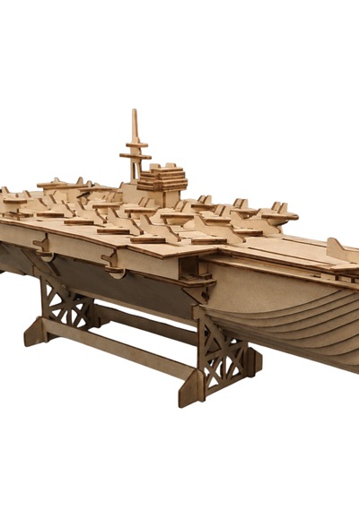 Uçak Gemisi Ahşap Maket Seti Dıy 3d Puzzle Deniz Kuvvetleri Koleksiyoner Modeli 171 Parça