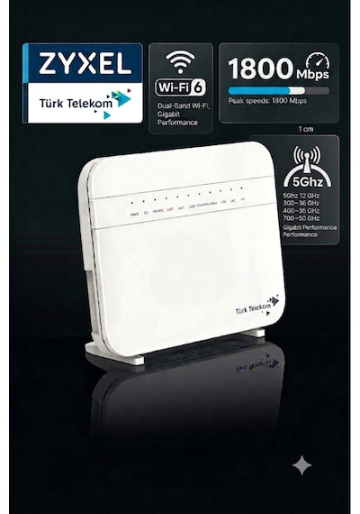 Zyxel Wi-fi 6 Modem 1800 Mbps Premium Vdsl2 Dual-band 5ghz Ax1800 Dx3300-t1 Ttnet Otomatik Kurulum
