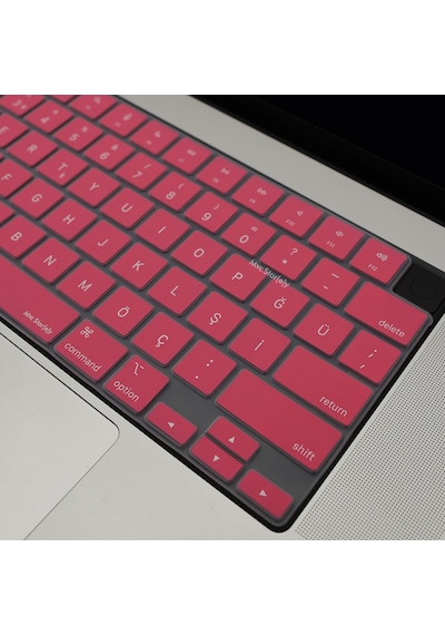 Apple Uyumlu MacBook Air Pro Klavye Kılıfı Us-tr Baskı A2681 A2941 A2442-85 A2779-80 A2992-18 A2991 Açık Pembe