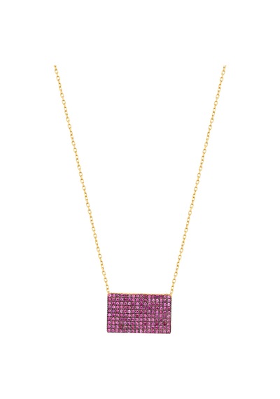 Pembe Taşlı Gümüş Mektup Kolye Rose Gold