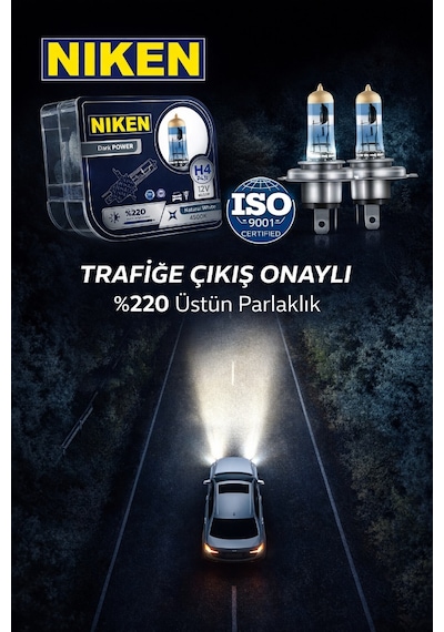 H4 Halojen Far Ampulü %220 Daha Parlak 4500k 12v 55w Trafik Onaylı Uzun Ömürlü 2'li Set Beyaz Işık