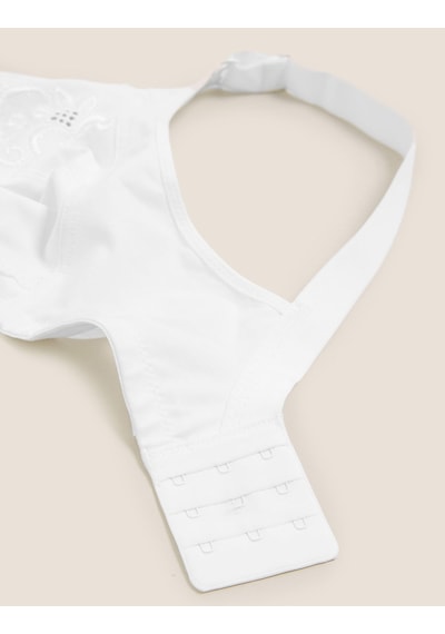 Marks & Spencer İşleme Detaylı Toparlayıcı Pamuklu Sütyen T33008020 Beyaz