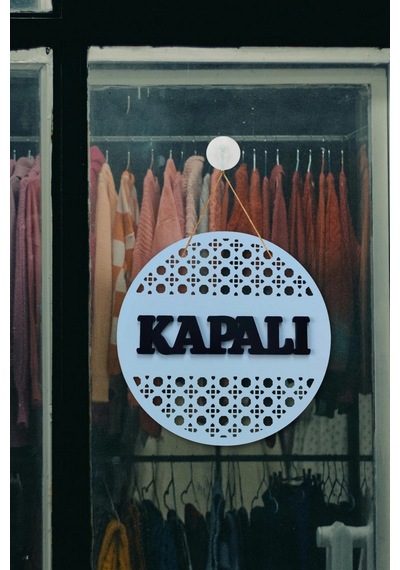 Rattan Model Açık-kapalı Tabelası - Beyaz