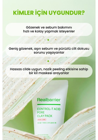 Fazla Sebum Ve Siyah Nokta Karşıtı Krem Dokulu Kil Maskesi Realbarrıer Control-t Acid Pore Clay Pack
