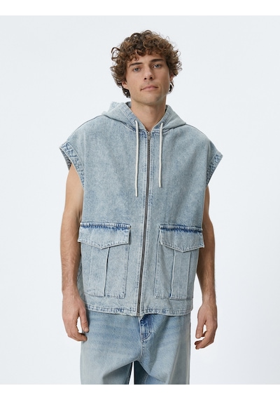 Koton Oversize Kot Ceket Kapşonlu Kolsuz Fermuarlı Cep Detaylı Açık İndigo 4sam50027nd Açık İndigo Koton Oversize Kot Ceket Kapşonlu Kolsuz Fermuarlı Cep Detaylı Açık İndigo 4sam50027nd Açık İndigo