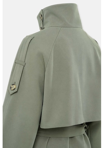 Thalure Kadın Açık Haki Dik Yaka Oversize Trençkot