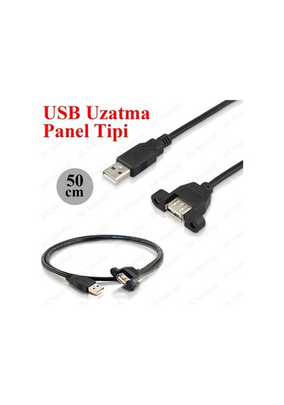 Panel Tipi Vidalı USB 2.0 Uzatma Kablosu-50cm