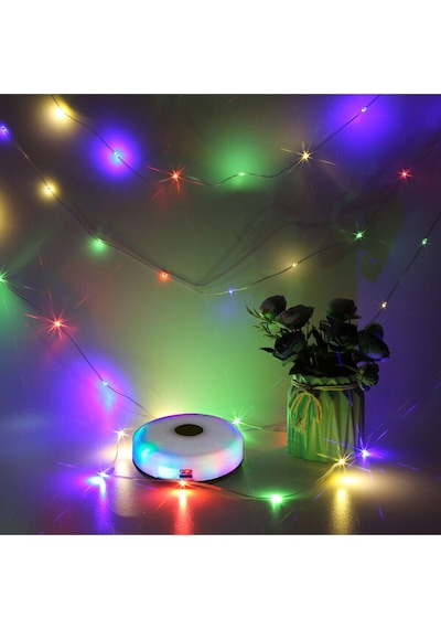 Rgb Pro Şarjl 10x100 Led Kamp Lambası Işıldak Fener Dekor Lambası Yıl Başı Süsü Perde Peri Şerit Led Siyah
