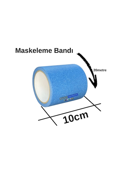Maskeleme Kağıt Bant Geniş Taban Bandı 100mmx20mt Mavi