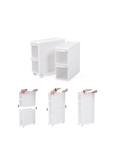 Songmıcs 4 Çekmeceli Raf, 4 Katlı 2 Ayrı Parça Kullanım, Mutfak Rafı Banyo Raf Standı Tekerlekli Niş Raf 84,5 Cm Diğer