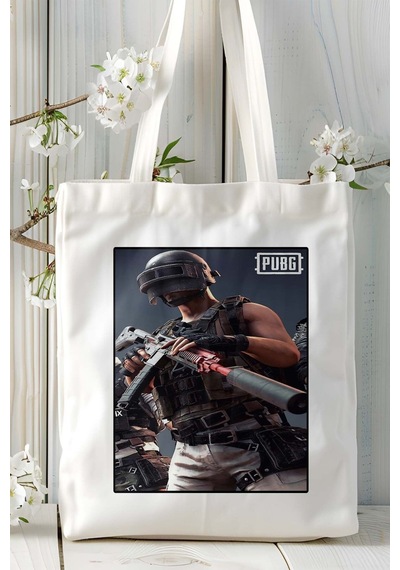 Art Hediye Pubg Battlegrounds Oyun Baskılı Bez Çanta Omuz Çantası Kişiye Özel Model 22 Çok Renkli