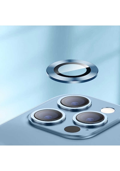 Apple Uyumlu iPhone 13 Pro Max Mercek-Lens Kamera Koruyucu Deniz Mavisi