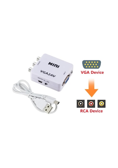 5004 Vga To Av 3Rca Video Çevirici Dönüştürücü Adaptör 3.5mm 1080