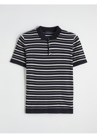 Lcwaıkıkı Classic Lacivert Polo Yaka Çizgili Erkek Triko Tişört