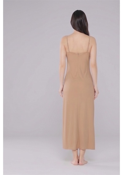 Aria'S Closet Mikro Kumaş Ayarlanabilir İp Askılı Boydan Astar Uzun Kombinezon Siyah S/m Nhr
